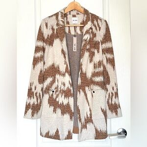 NIC+ZOE NWT Stitched Layers Sweater Neutral Multi, M Abstract Print Luxury Basic